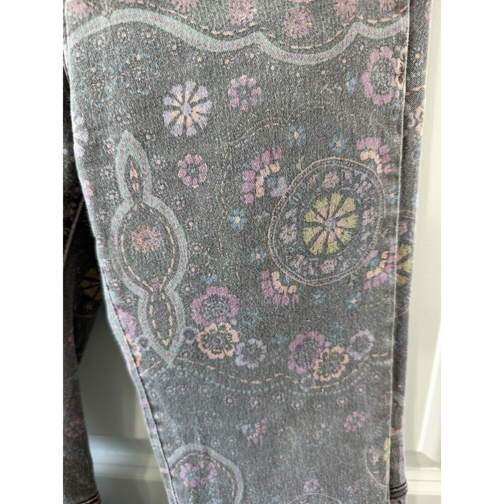 We the Free People Floral Bell Bottom 25 Pink Flare Pants Blue Boho Festival - Picture 3 of 6